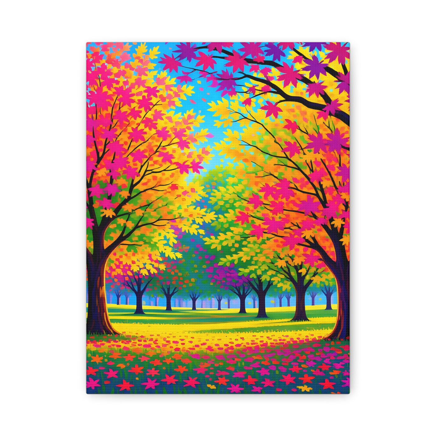 Vibrant Autumn Forest Matte Canvas