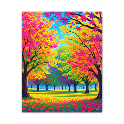 Vibrant Autumn Forest Matte Canvas