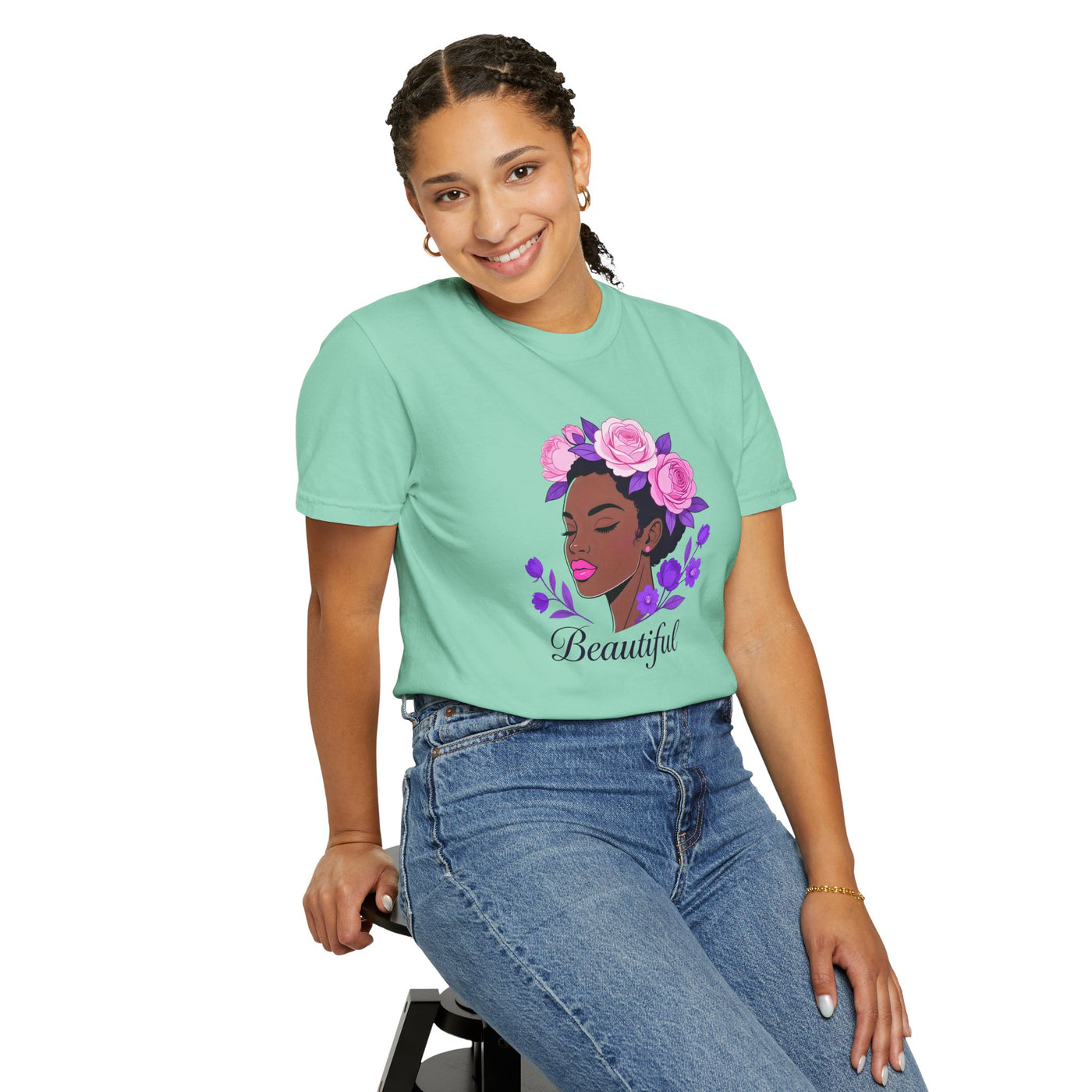 Beautiful Floral Afro Woman T-shirt
