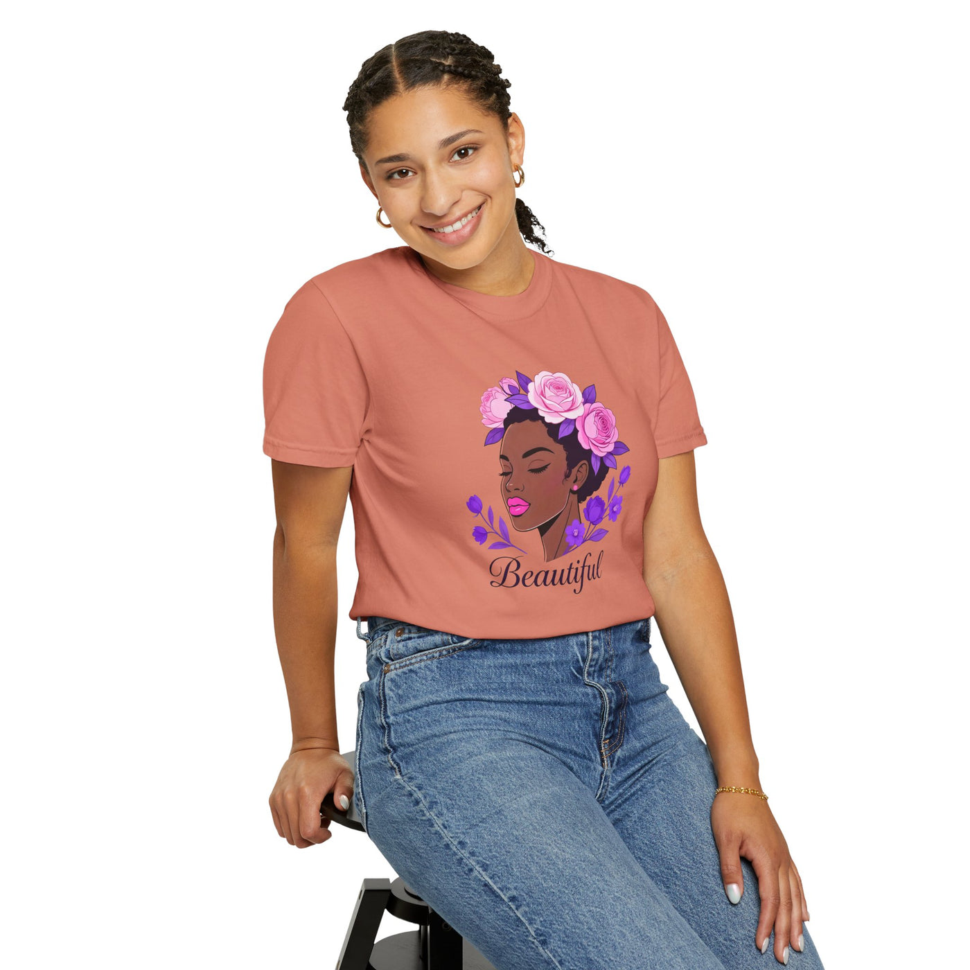 Beautiful Floral Afro Woman T-shirt