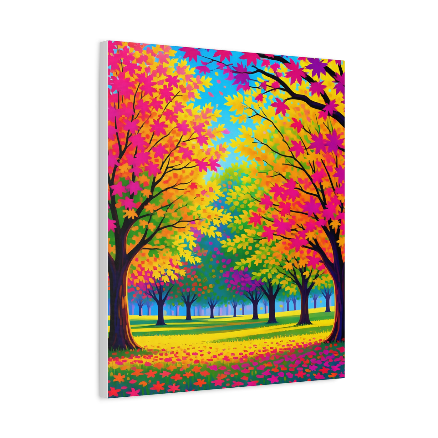 Vibrant Autumn Forest Matte Canvas