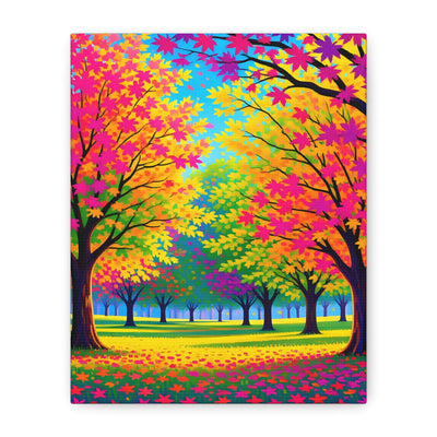 Vibrant Autumn Forest Matte Canvas