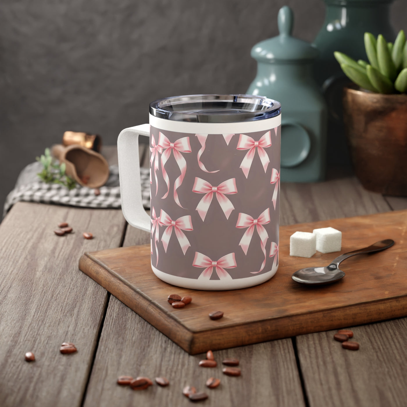 Blush bow Insulated Coffee Mug, 10oz
