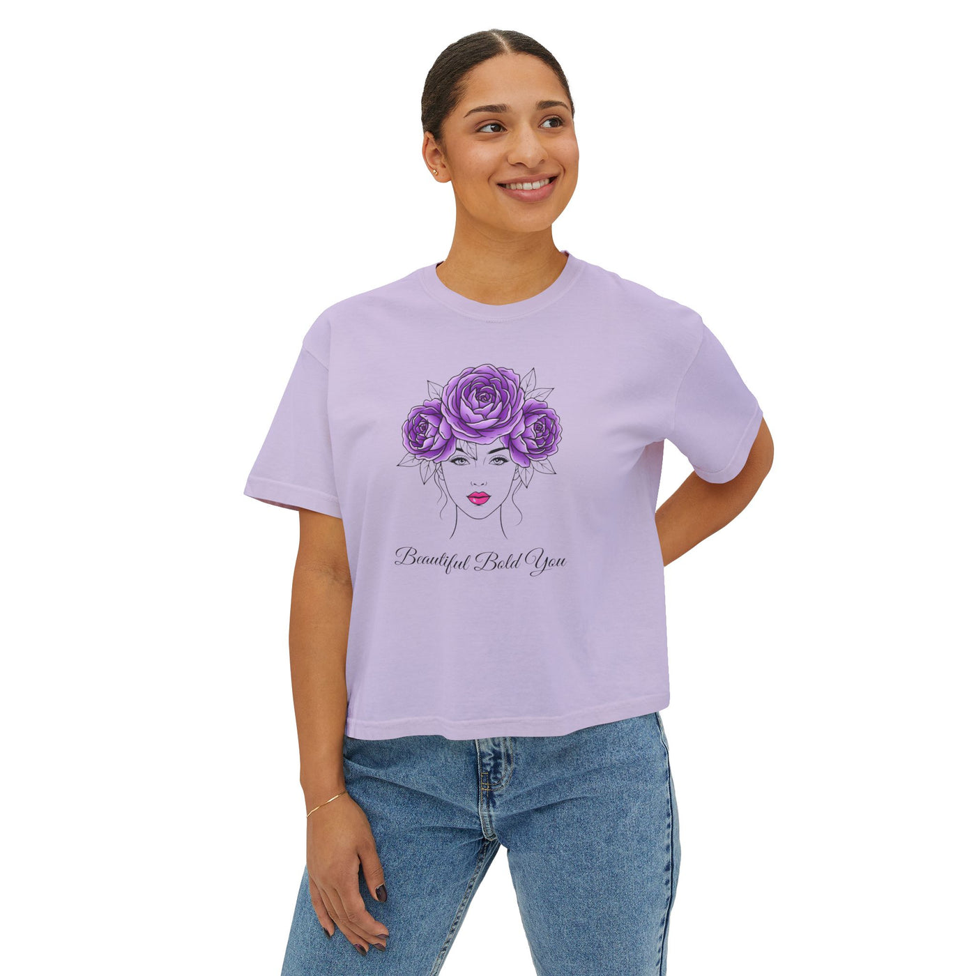 Beautiful. Bold. You. – Floral Line Art Women’s Boxy Tee