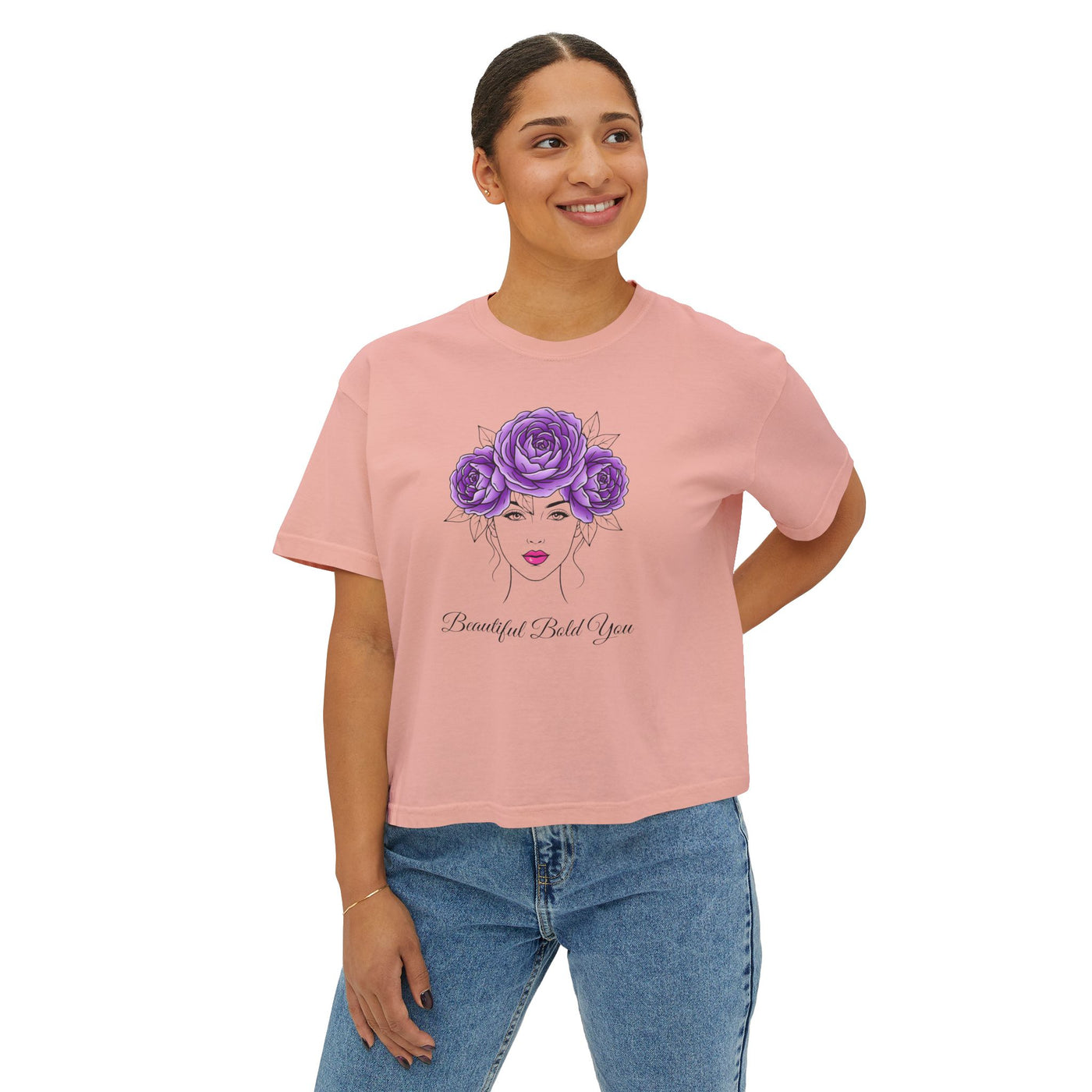 Beautiful. Bold. You. – Floral Line Art Women’s Boxy Tee