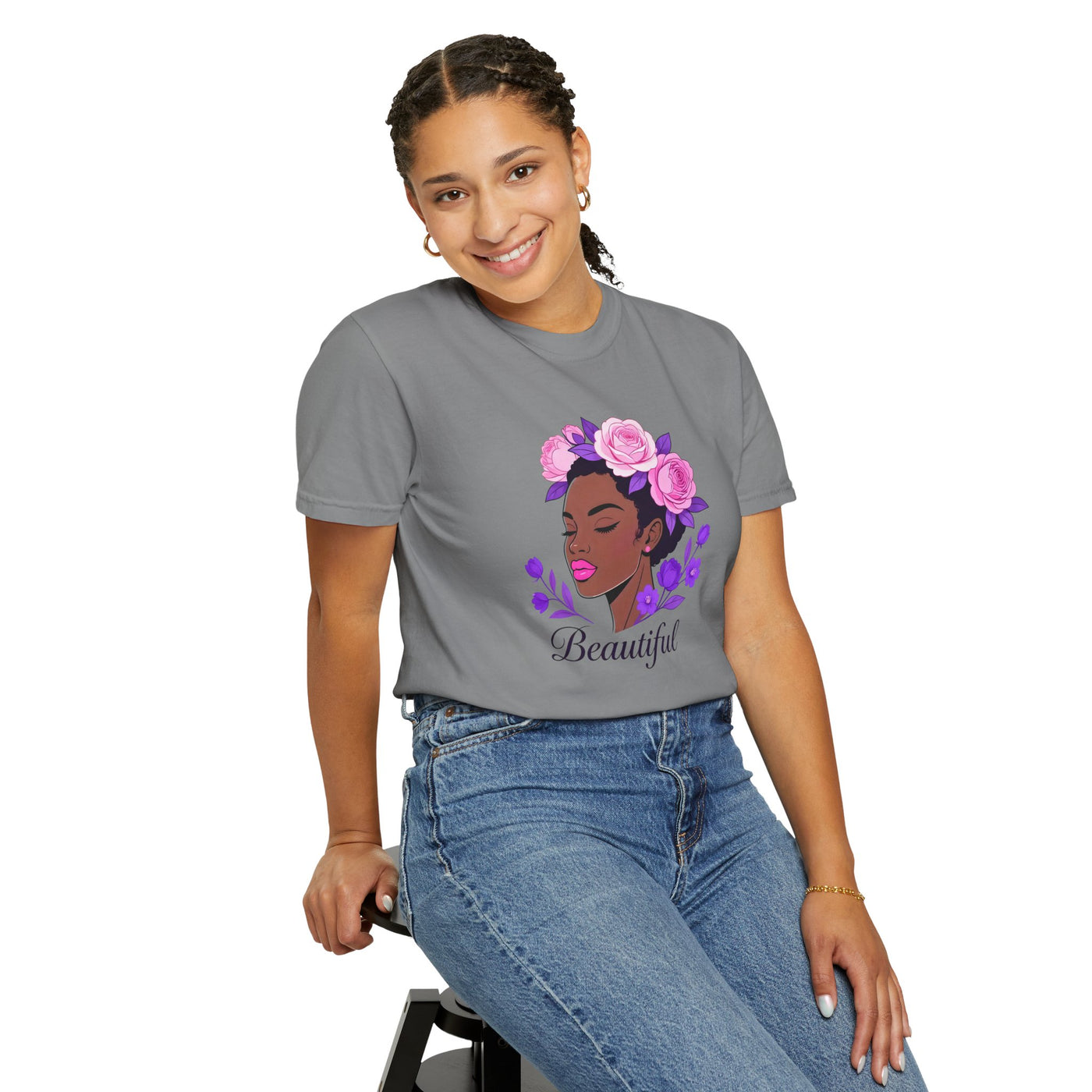 Beautiful Floral Afro Woman T-shirt