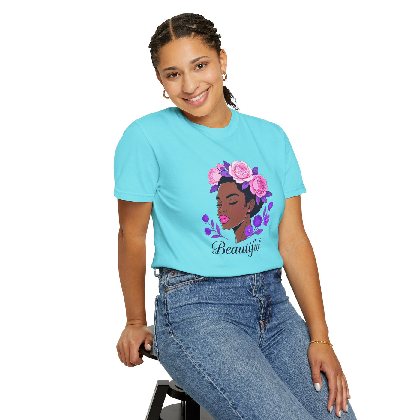 Beautiful Floral Afro Woman T-shirt