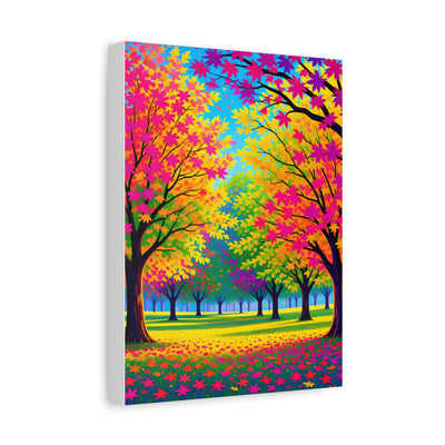 Vibrant Autumn Forest Matte Canvas