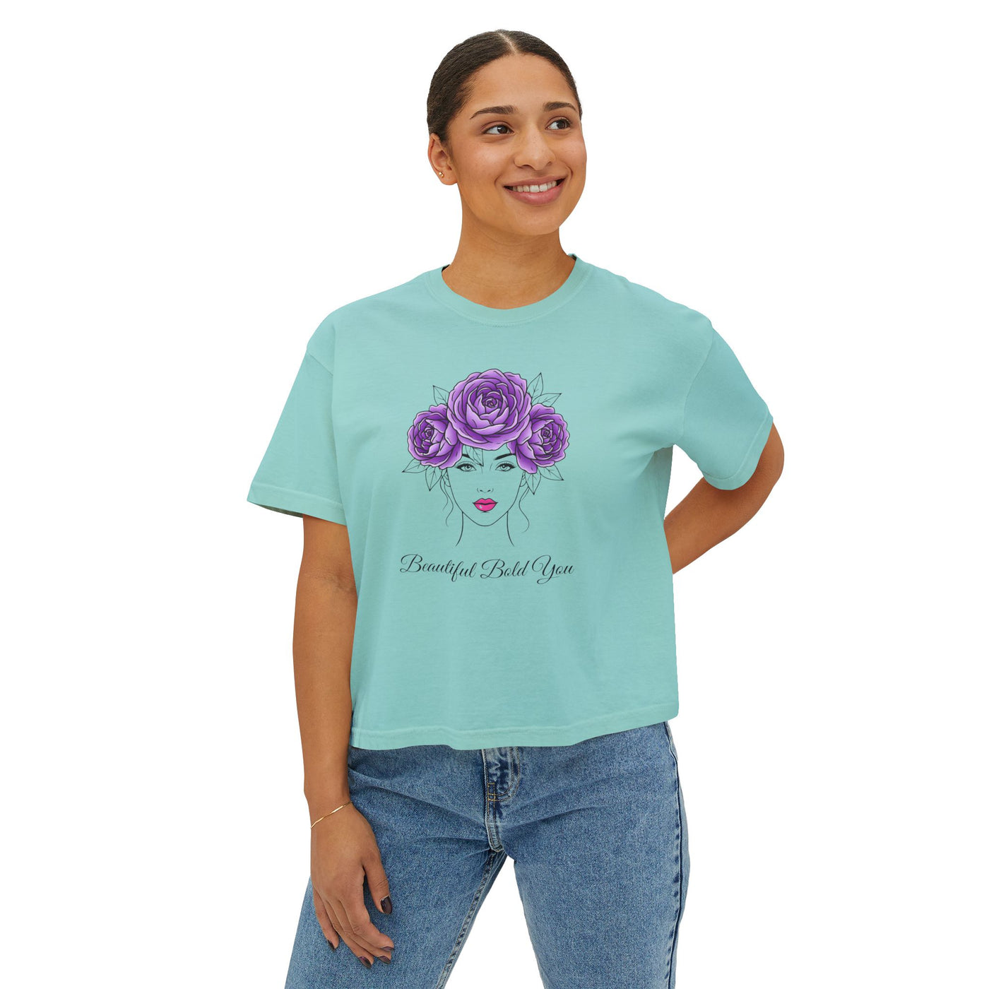 Beautiful. Bold. You. – Floral Line Art Women’s Boxy Tee