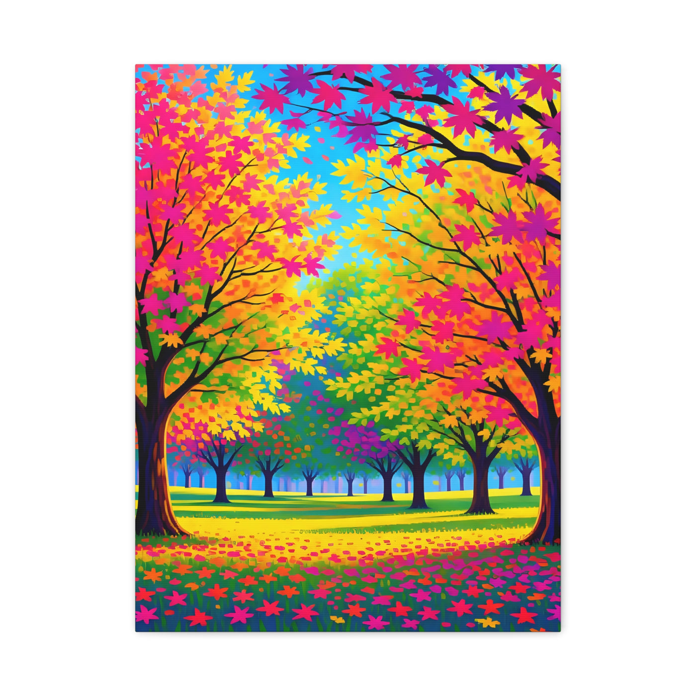 Vibrant Autumn Forest Matte Canvas