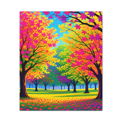 Vibrant Autumn Forest Matte Canvas