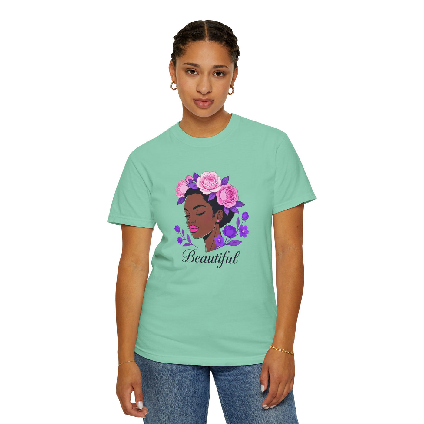 Beautiful Floral Afro Woman T-shirt