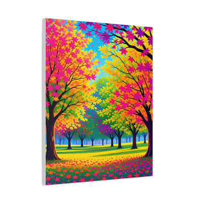 Vibrant Autumn Forest Matte Canvas