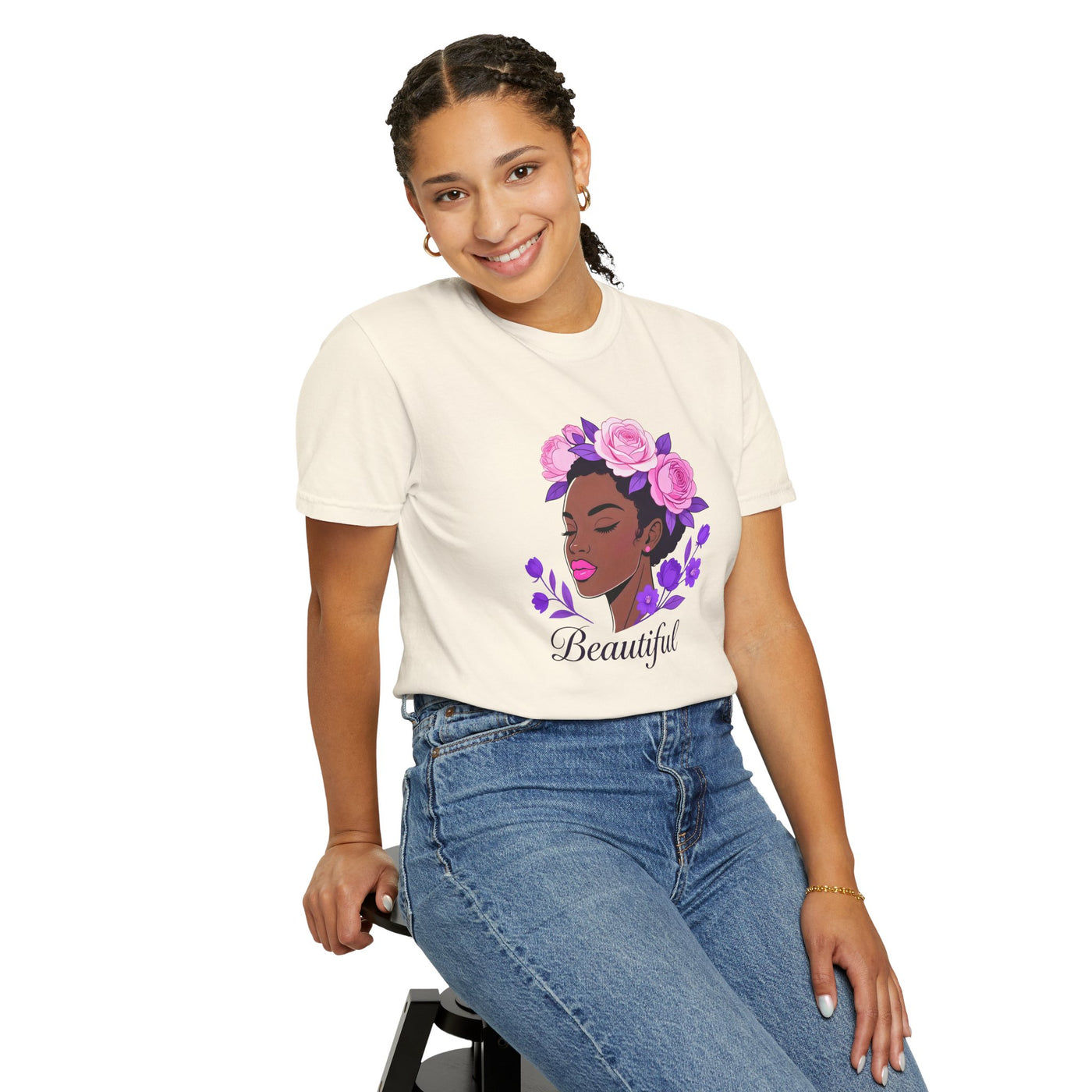 Beautiful Floral Afro Woman T-shirt