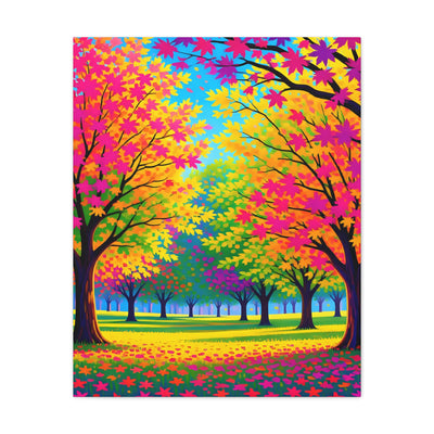 Vibrant Autumn Forest Matte Canvas
