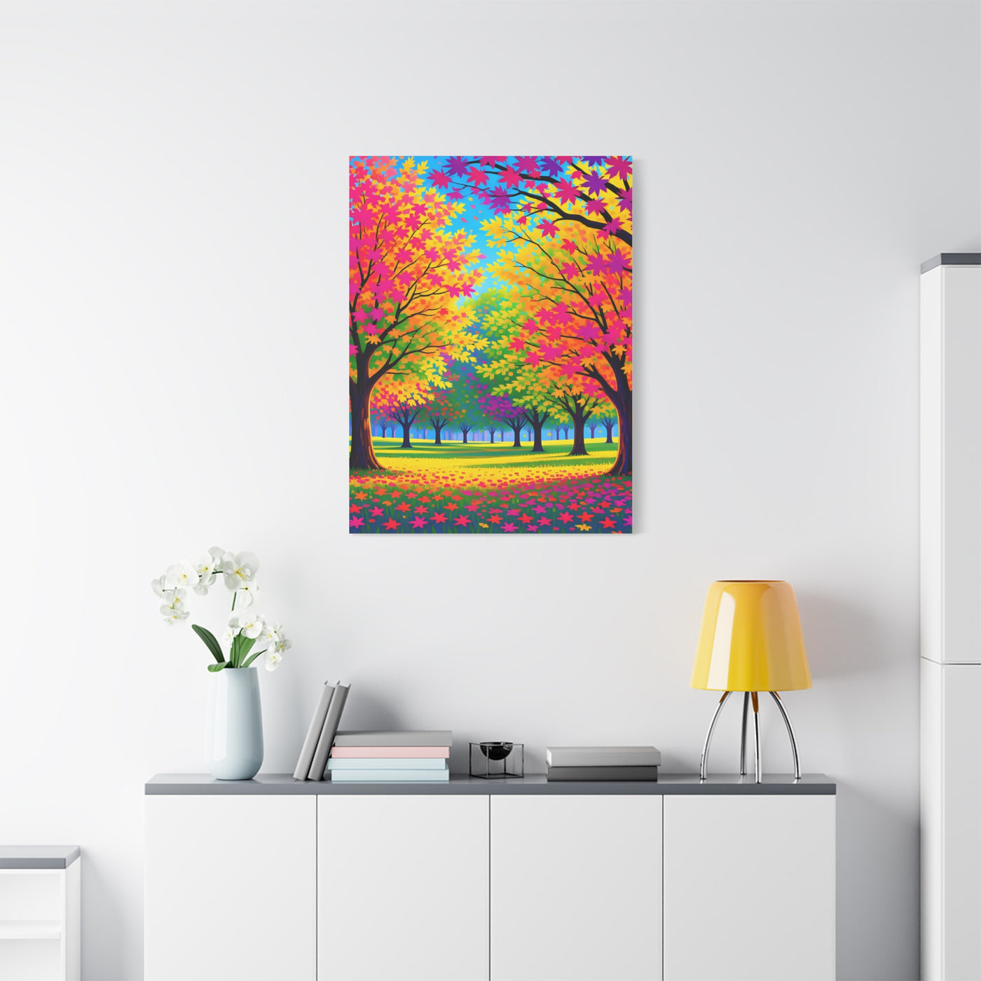 Vibrant Autumn Forest Matte Canvas