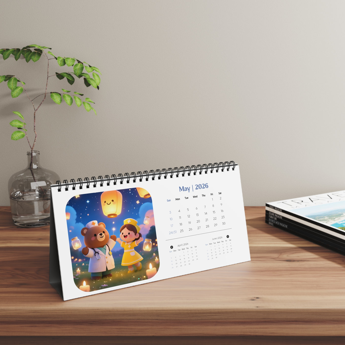 Kawaii Healthcare Heroes Desktop Calendar