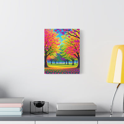 Vibrant Autumn Forest Matte Canvas