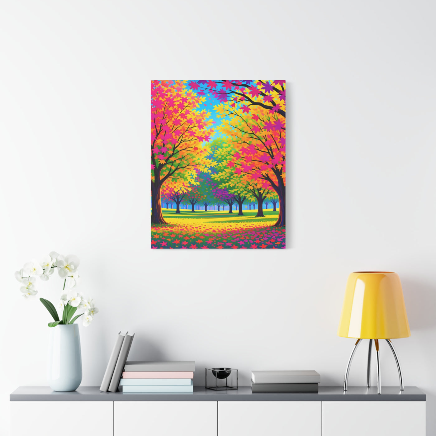 Vibrant Autumn Forest Matte Canvas