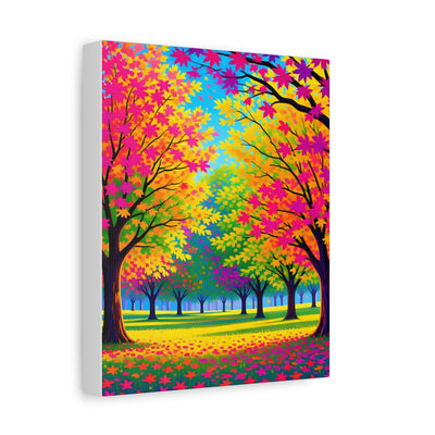 Vibrant Autumn Forest Matte Canvas