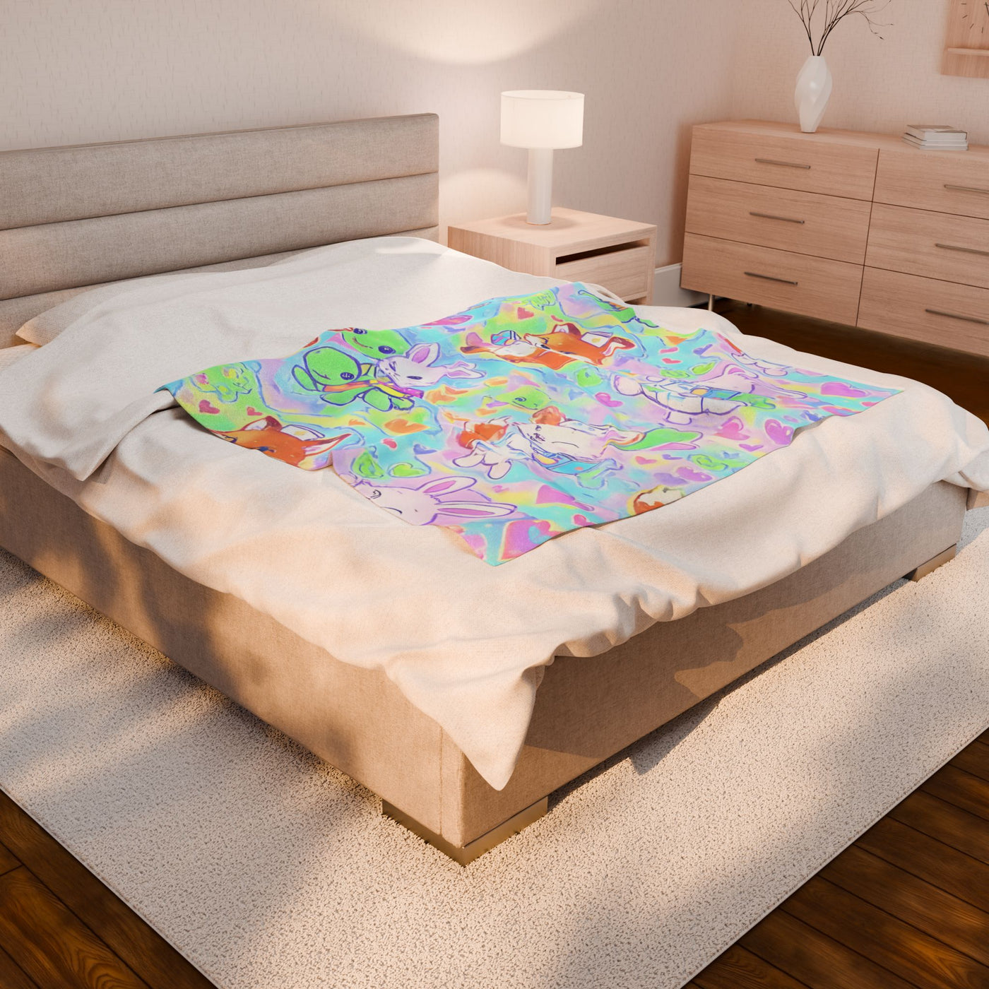 Crew Care Rainbow print Plush Blanket